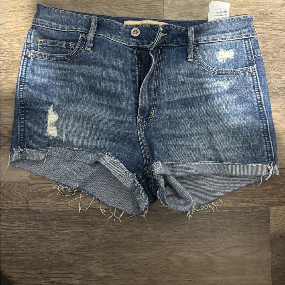 Hollister Blue Jean Shorts Distressed Casual Style
